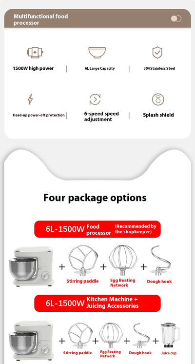 Batidora Amasadora Multifunción 6L - Máquina de Cocina Profesional - Image 9