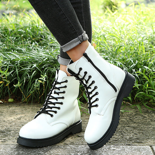 Botas Cortas Estilo Británico con Tacón Grueso y Cierre Lateral para Mujer - Image 11
