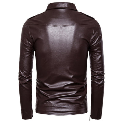 Chaqueta de Cuero Ajustada Estilo Motociclista Clásico Británico - Image 9
