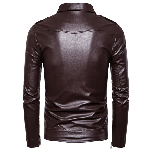 Chaqueta de Cuero Ajustada Estilo Motociclista Clásico Británico - Image 9