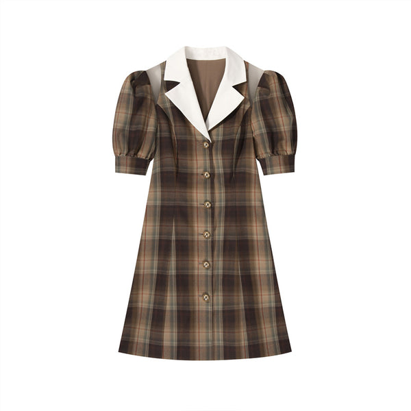 Vestido Retro para Dama con Solapa Contrastante y Cintura Ajustada - Image 4