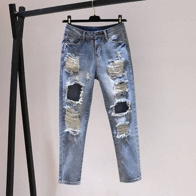 Pantalones Harem Rotos Estilo Coreano - Jeans Sueltos Versátiles para Mujer - Image 2