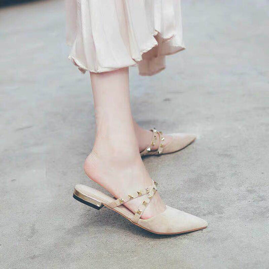 Sandalias Casuales para Mujer con Punta Afilada y Tacón Bajo con Remaches - Image 2