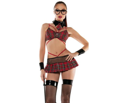 Traje de Colegiala Británica de Cuero Charol con Arnés de Tres Puntos - Image 4