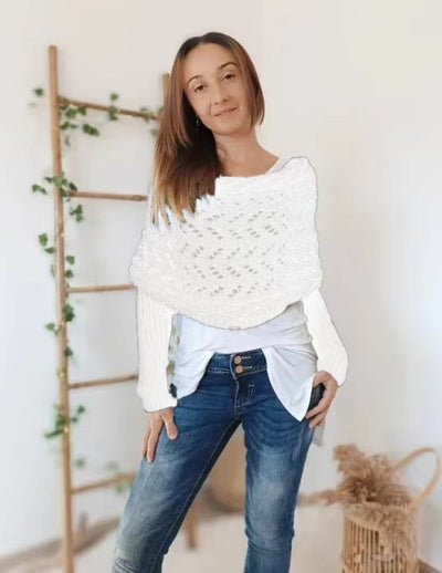 Chal Tejido Cálido Otoño-Invierno con Mangas Caladas para Mujer - Image 8