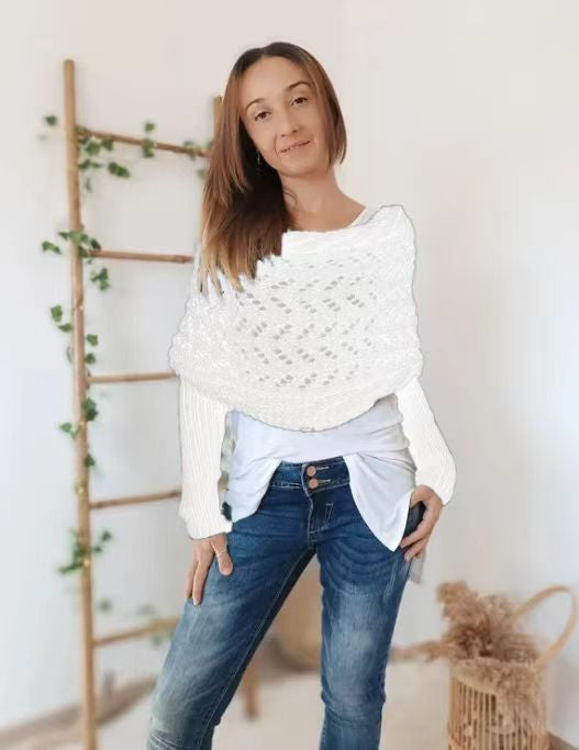 Chal Tejido Cálido Otoño-Invierno con Mangas Caladas para Mujer - Image 8