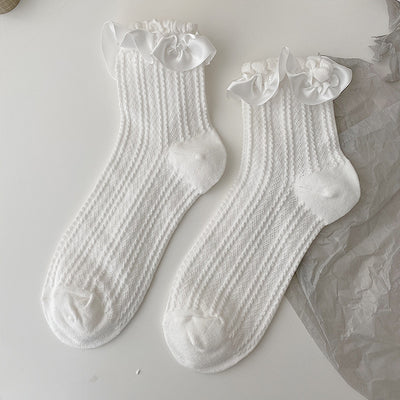 Calcetines Lolita de Encaje Blanco para Mujer - Tubo Medio Algodón - Image 12