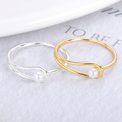 Anillo de Perla con Diseño Geométrico Minimalista para Mujer - Image 5