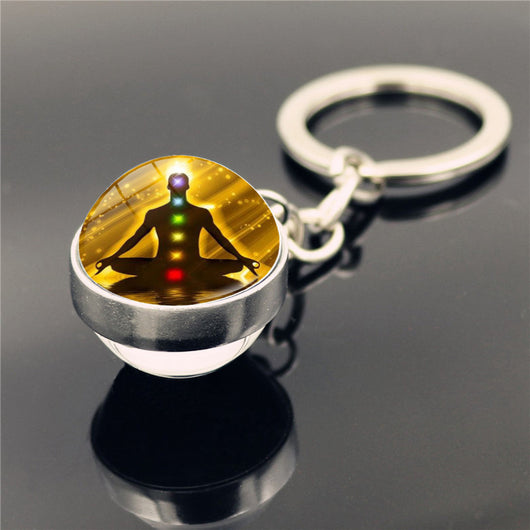 Llavero Colgante de Cristal Doble Cara con Símbolo de Yoga - Image 19