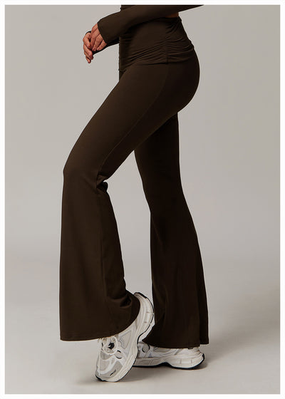 Pantalones Yoga Deportivos Talle Alto con Pliegues y Bota Acampanada - Image 12