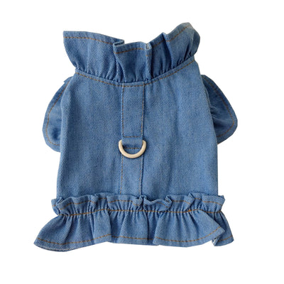Vestido Denim para Perros y Gatos con Arnés y Gancho para Correa - Image 3