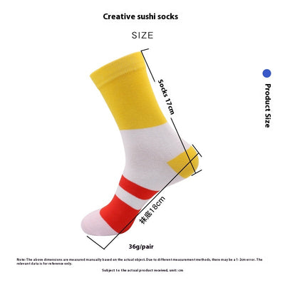 Calcetines Navideños de Algodón Peinado Diseño Sushi Hasta la Pantorrilla - Image 3