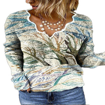Camiseta Estampada Vintage para Mujer - Diseño Onda Cuello V - Image 9