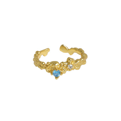 Anillo de Plata Esterlina 925 con Circonita Irregular y Textura Artesanal para Mujer - Image 18
