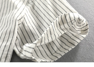 Camisa Casual Holgada de Manga Corta a Rayas para Hombre Talla Grande - Image 12