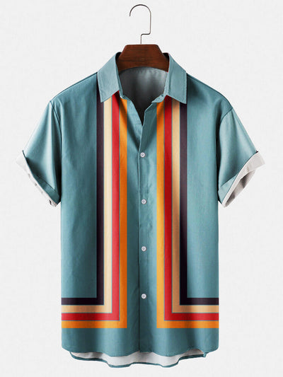 Camisa Suelta Estampada de Manga Corta para Hombre - Image 7