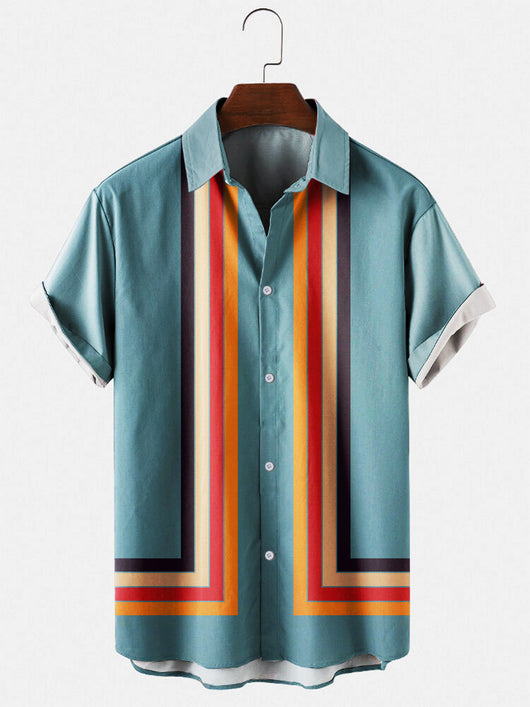 Camisa Suelta Estampada de Manga Corta para Hombre - Image 7