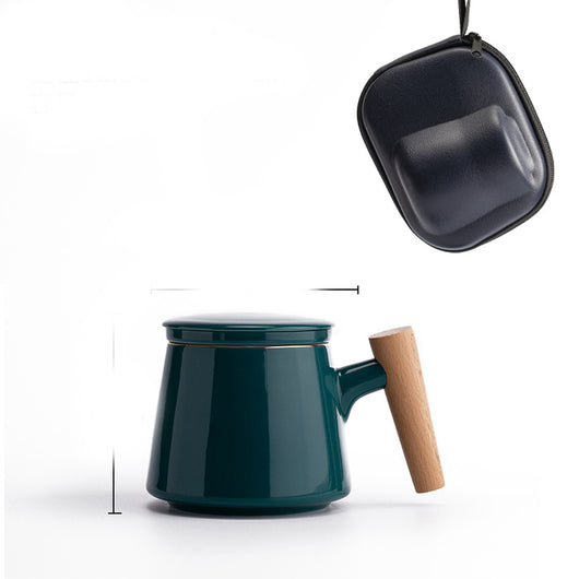 Taza de Cerámica Minimalista para Oficina con Mango de Madera - Image 11