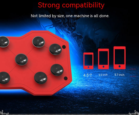 Red portable cooling mobile phone holder with a built-in fan, blue LED light, and black suction cups. - Image 14