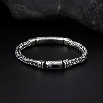 Pulsera de Plata Esterlina con Cuerda de Cáñamo y Circones Tejidos a Mano