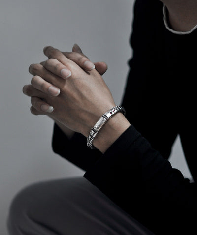 Pulsera Tejida en Plata S925 Estilo Quilla para Hombre - Image 8