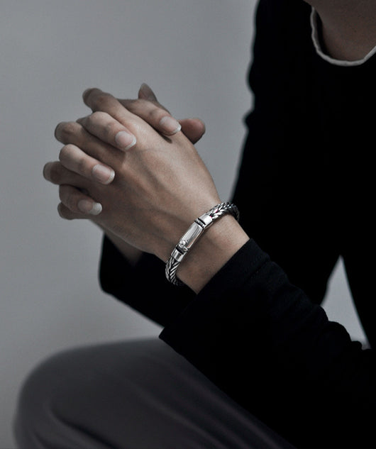 Pulsera Tejida en Plata S925 Estilo Quilla para Hombre - Image 8