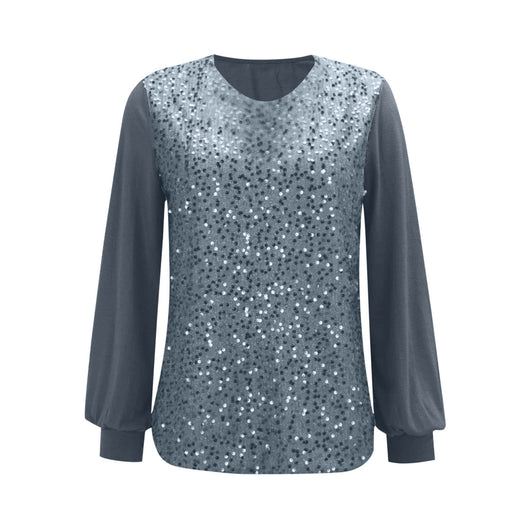 Blusa Suéter Holgada con Lentejuelas y Cuello Redondo - Manga Larga Casual - Image 18
