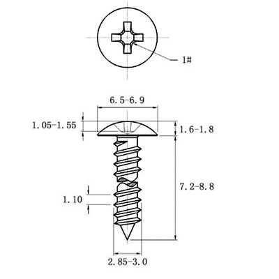 Tornillo Autorroscante de Acero Inoxidable Cabeza Ancha Tipo Champiñón - Image 3