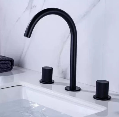 Juego de Grifo Tres Orificios en Cobre Gunmetal para Agua Caliente y Fría
