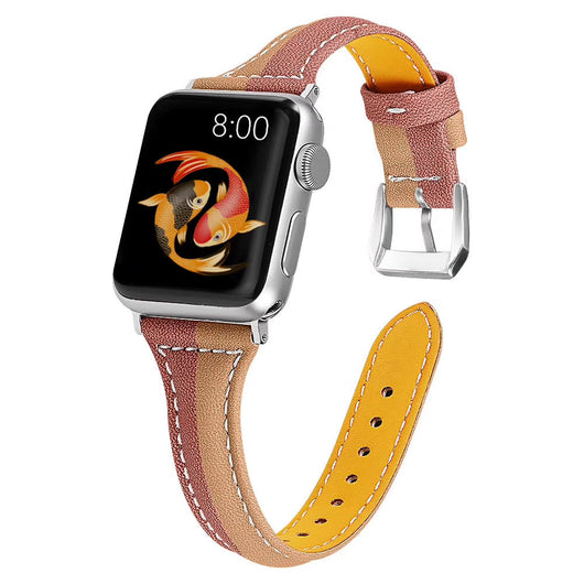 Correa de Reloj Bicolor de Cuero con Diseño T para Apple Watch 5ª, 6ª Generación y SE - Image 3