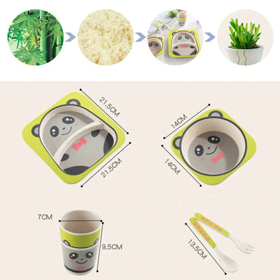 Juego de Vajilla Infantil 5 Piezas - Platos y Vasos de Fibra de Bambú Natural para Bebés - Image 32