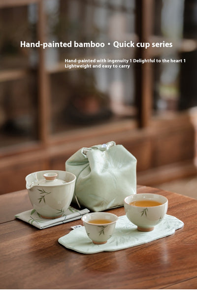 Juego de Té Portátil Bambú Pintado a Mano - Tetera y Taza Todo en Uno - Image 11