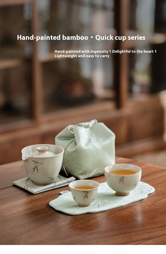 Juego de Té Portátil Bambú Pintado a Mano - Tetera y Taza Todo en Uno - Image 11