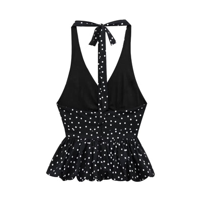Top Halter Escotado con Lunares y Amarre Trasero para Mujer - Image 7