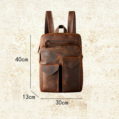 Mochila de Cuero Crazy Horse Artesanal para Hombre - Image 6