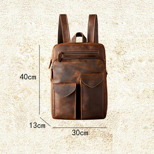 Mochila de Cuero Crazy Horse Artesanal para Hombre - Image 12