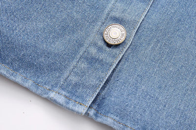 Camisa Denim Corta con Strass de Manga Larga - Image 10
