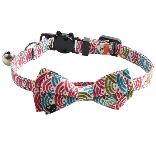 Collar para Gato Estilo Japonés con Patrón de Hierba y Moño Desmontable - Image 12