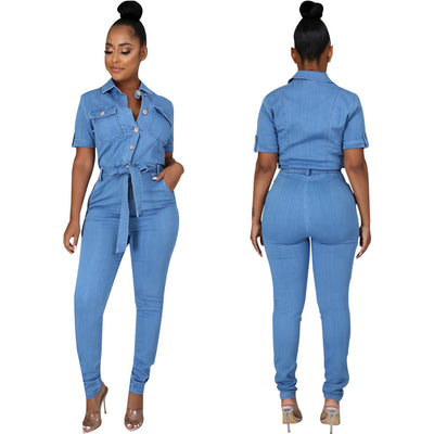 Mono Denim Slim Fit Casual para Mujer - Estilo Europeo y Americano - Image 7
