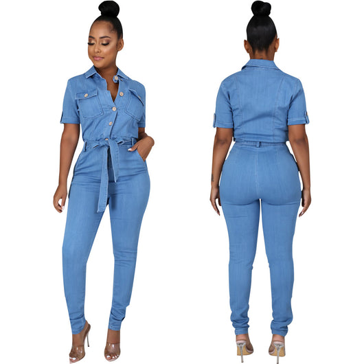 Mono Denim Slim Fit Casual para Mujer - Estilo Europeo y Americano - Image 7