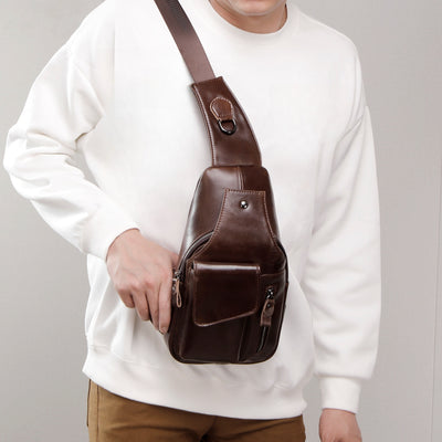 Bolsa Bandolera de Cuero Genuino para Hombre - Estilo Vintage Multifuncional - Image 9