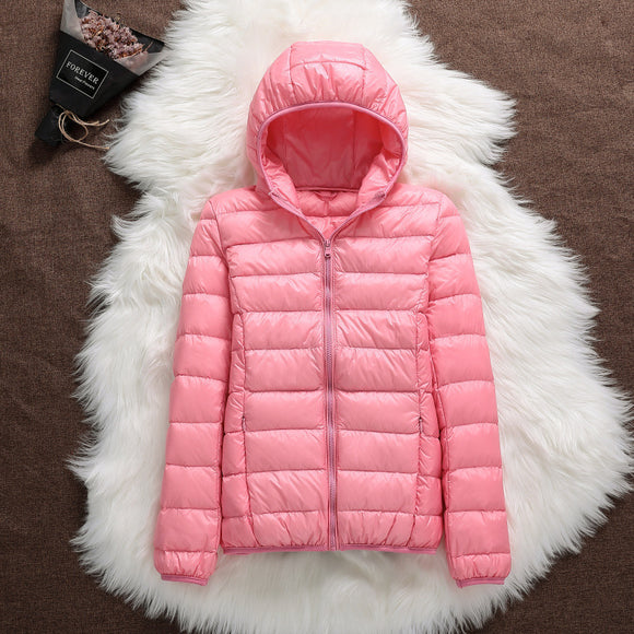 Chaqueta Acolchada Ligera para Mujer con Capucha Ajustada