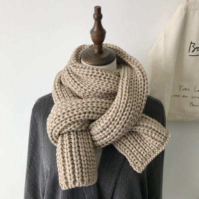 Bufanda Gruesa de Lana Tejida para Invierno - Colores Sólidos Versátiles - Image 6