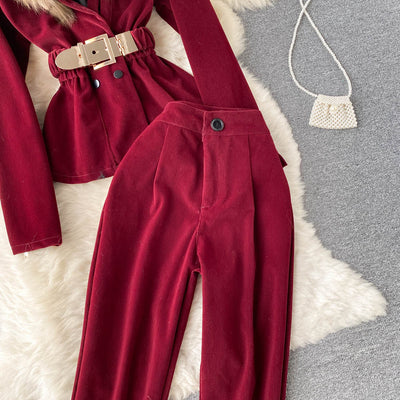 Traje Ejecutivo Mujer con Abrigo de Peluche Sintético - Image 10