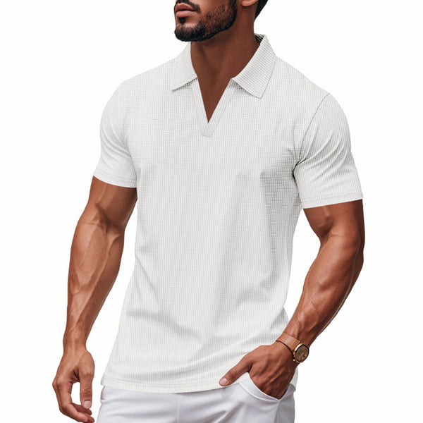 Polo Deportivo Hombre Cuello V Tejido Waffle Manga Corta Suelta - Image 6
