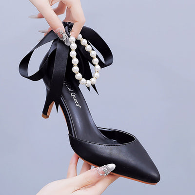 Sandalias de Tacón Medio con Pedrería y Moño - Zapatos de Fiesta en Cuero PU Suave - Image 7