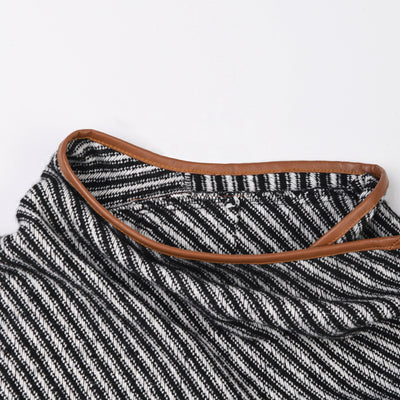 Abrigo de Lana Rayado con Cuello Maillard para Otoño e Invierno - Image 12