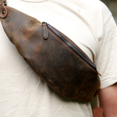 Bolsa Pecho Cuero Crazy Horse Vintage con Cierre - Estilo Retro - Image 9