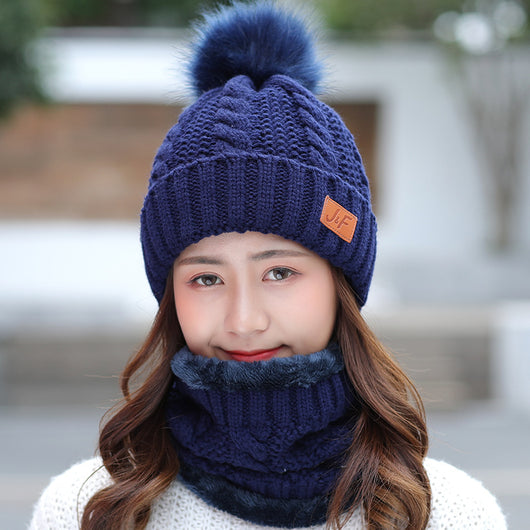 Conjunto de Gorro y Bufanda Bib Tejido para Damas Invierno - Image 3