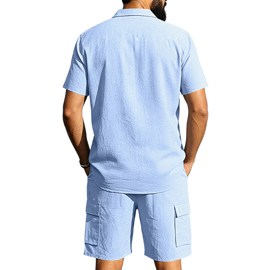 Conjunto Camisa Tipo Polo con Solapa y Shorts Multibolsillos - Image 30